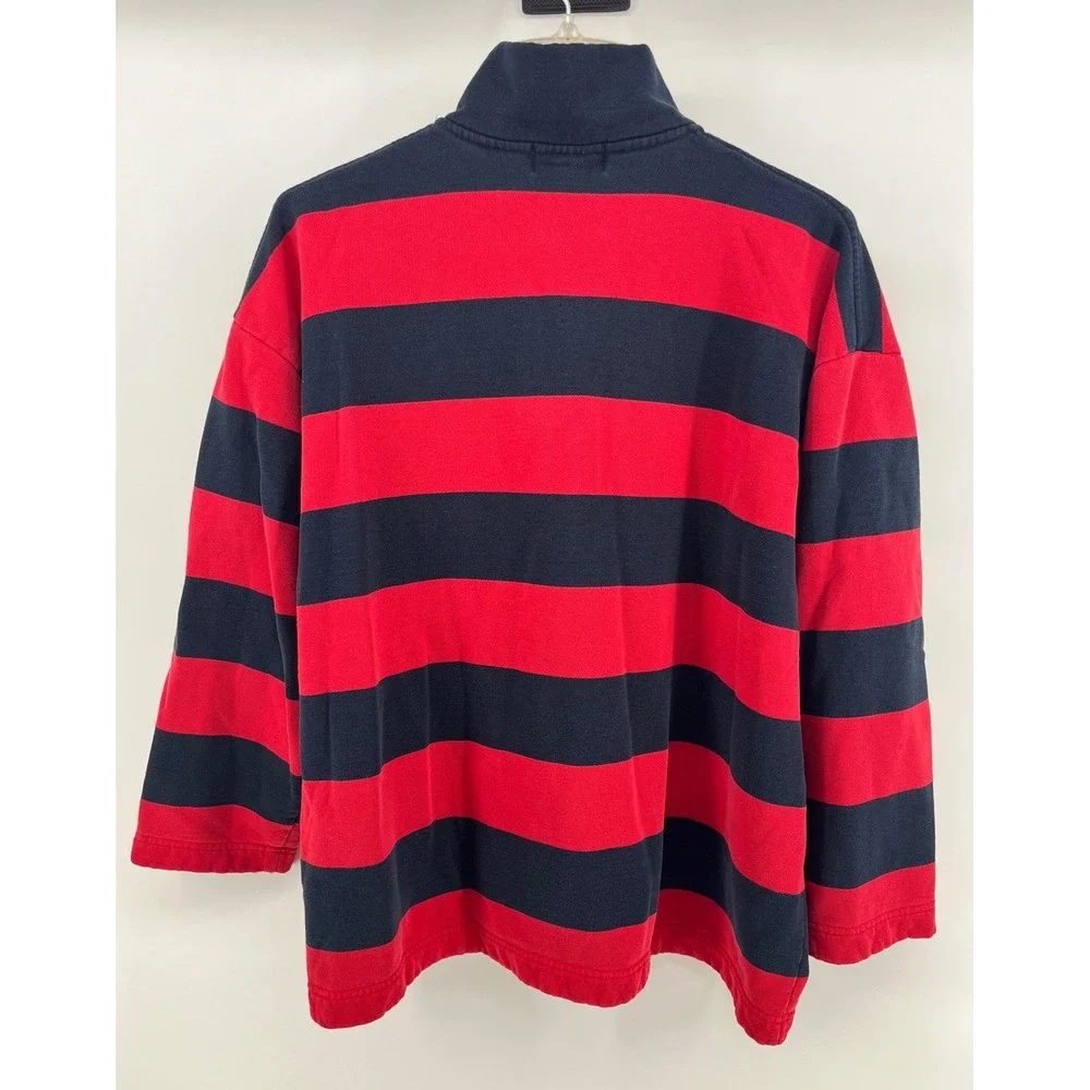 Lauren Ralph Lauren‎ Striped 1/4 Zip Pullover Sweatshirt Red Navy Anchor Size L - Picture 3 of 9